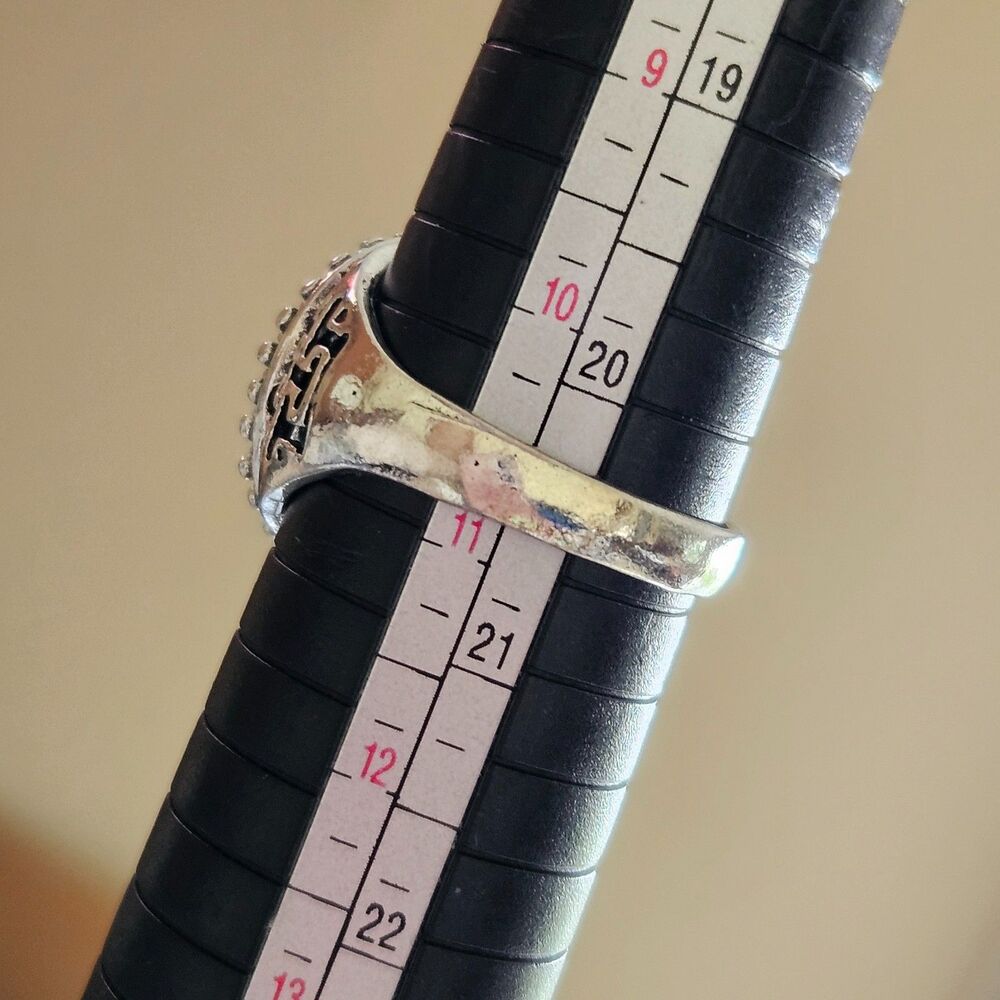 Silver tone ring with iridescent looking stone Size 10.75 - Picture 8 of 8